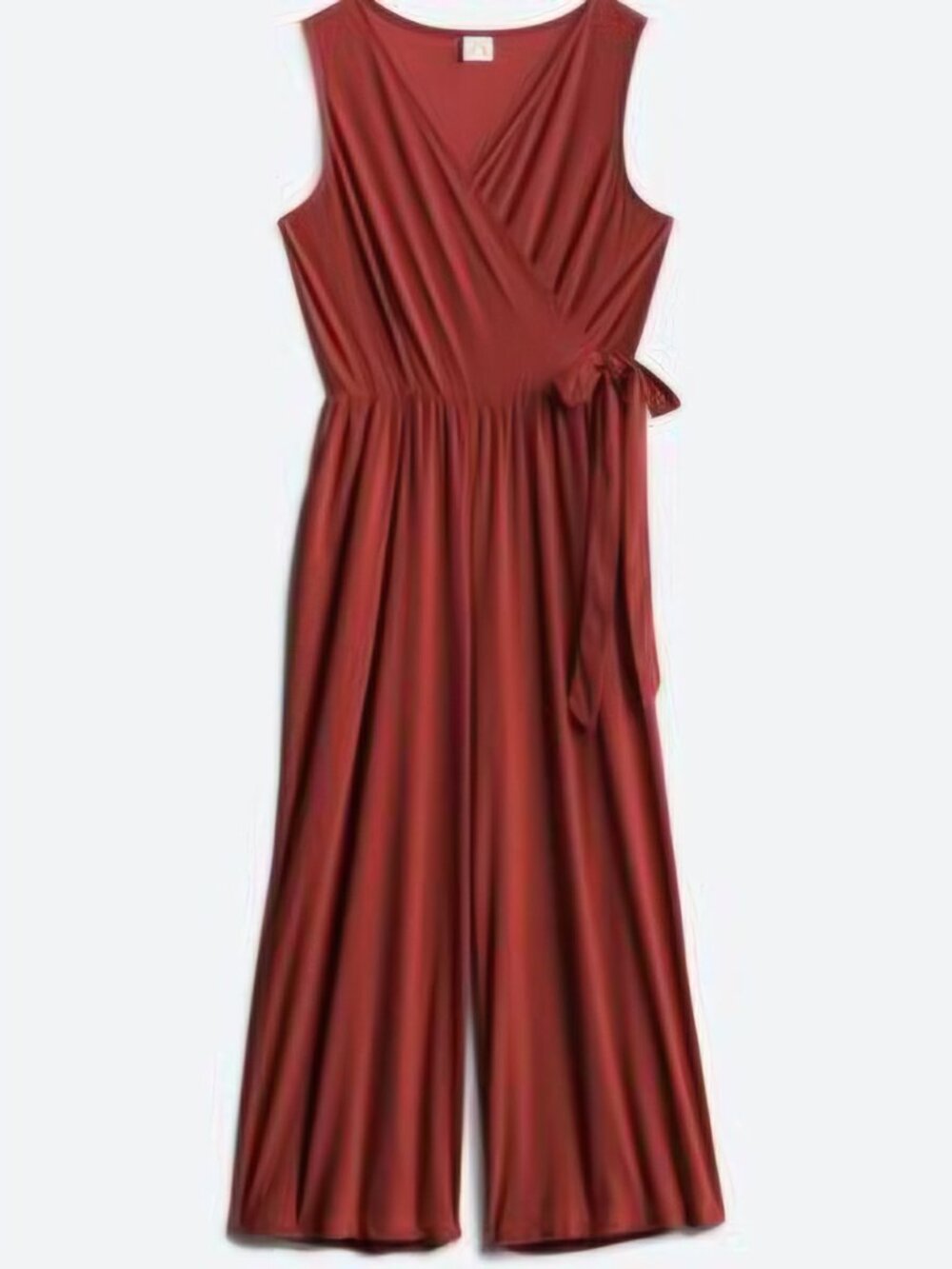 Derek Heart Plus 2X Rust Faux-wrap Jumpsuit Surplice Neck Tie Waist